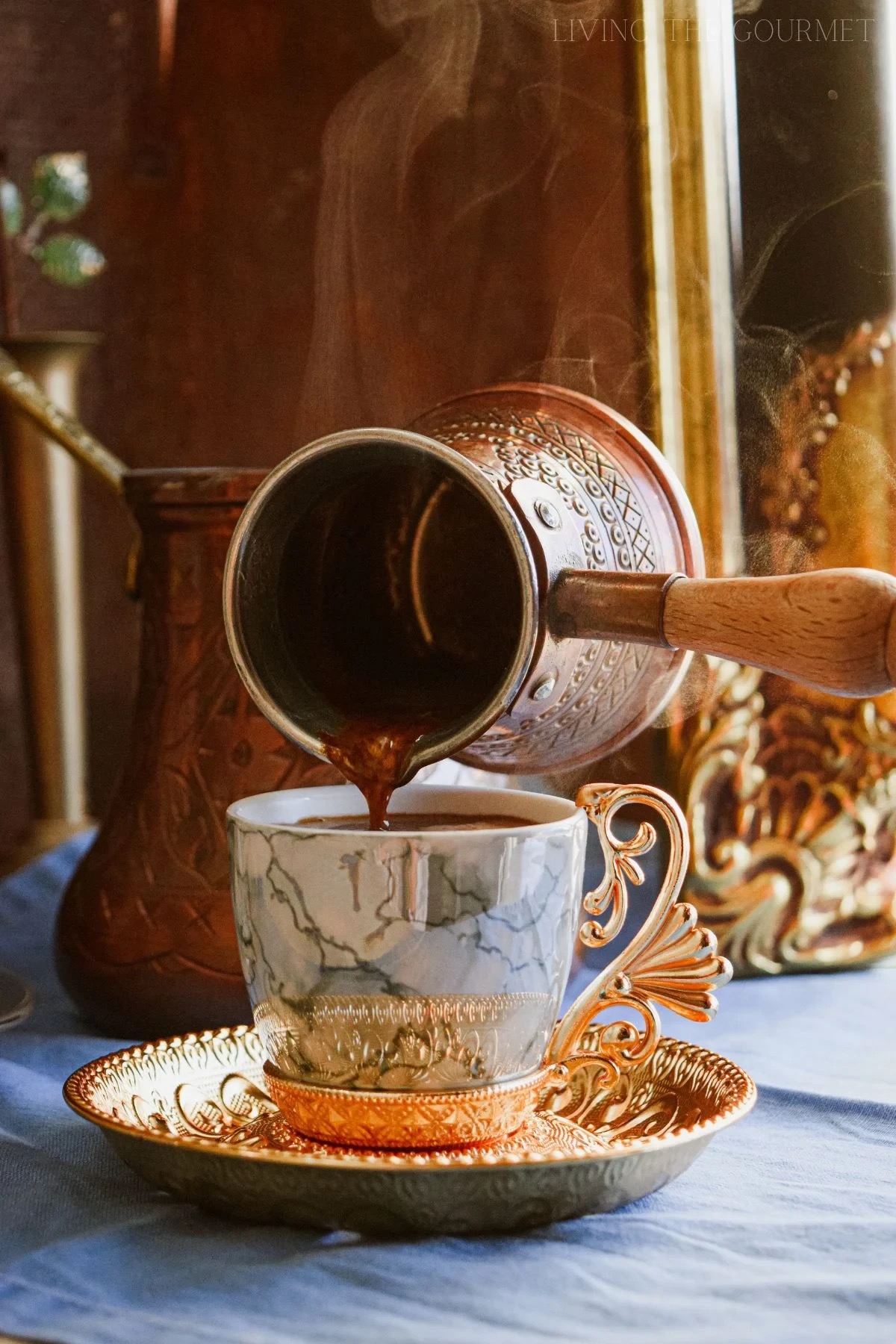 Turkish coffee being poured